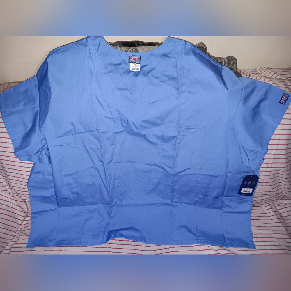 Cherokee Workware Originals Unisex V~Neck 3 Pocket Scrub Top~Ciel Blue~5XL